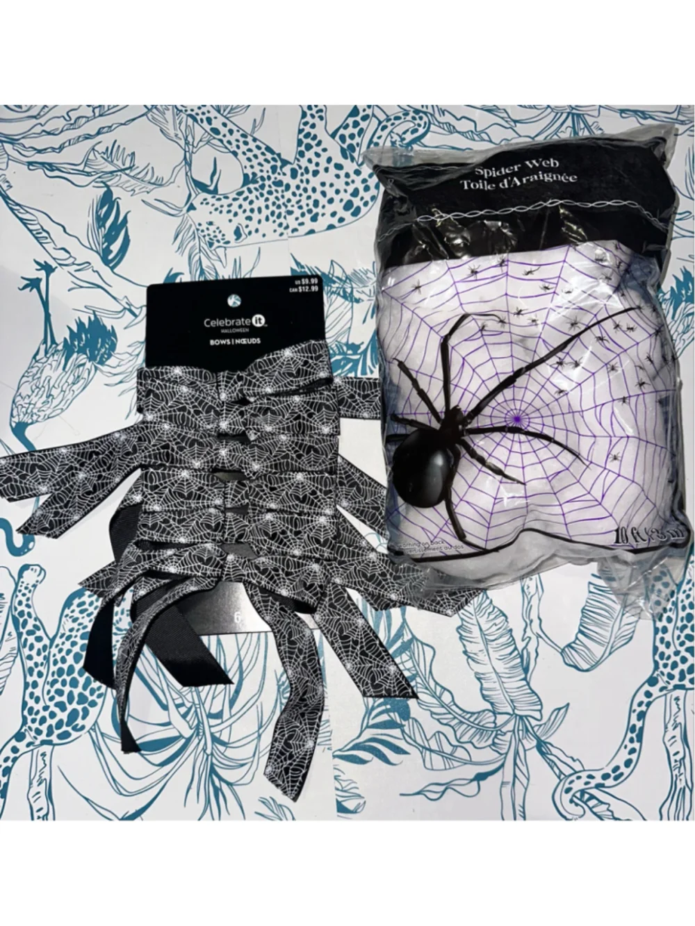 Celebrate It Halloween Spider Web and Bows Set One Size Black White